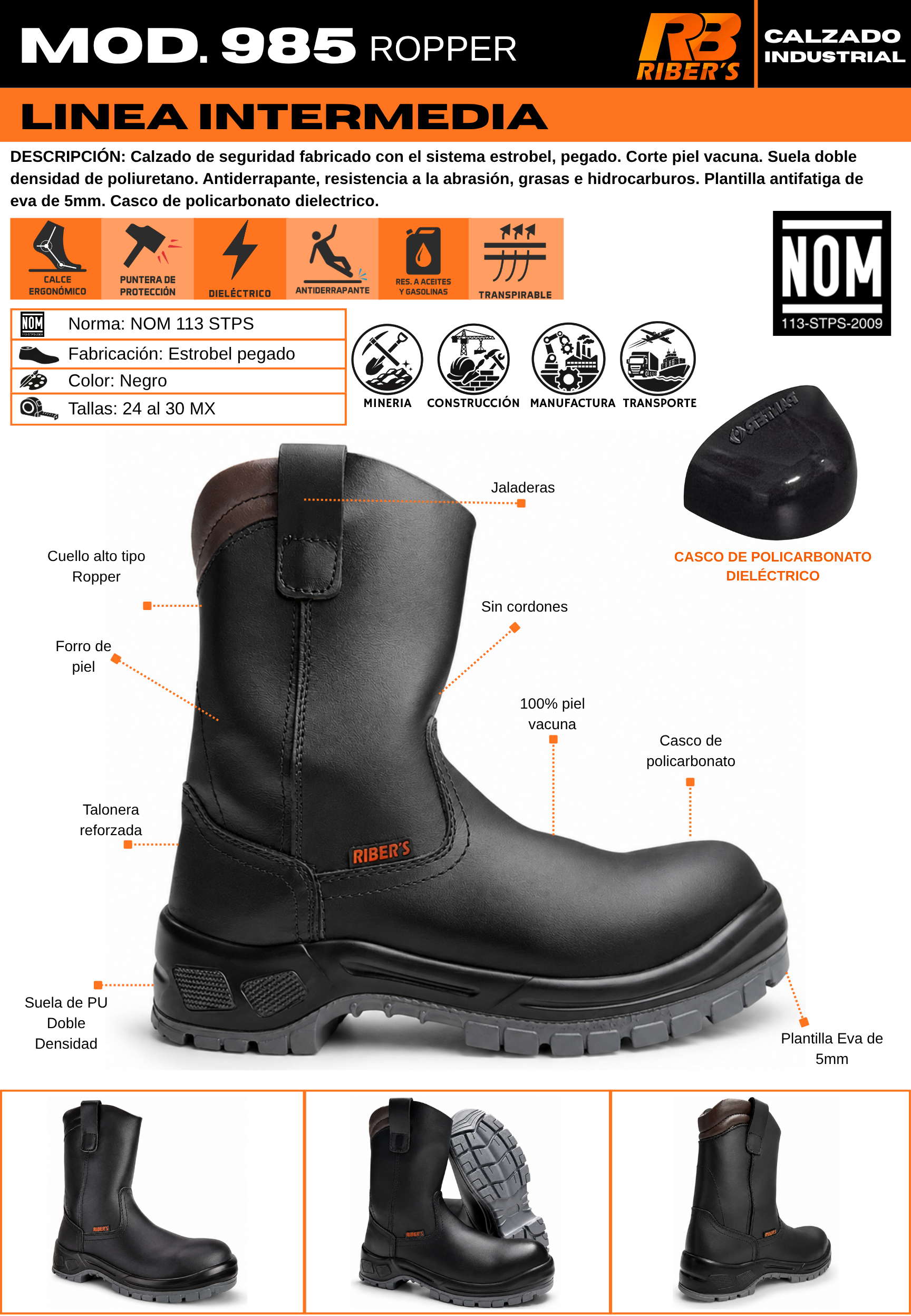 Bota de Seguridad Modelo 985 Ropper